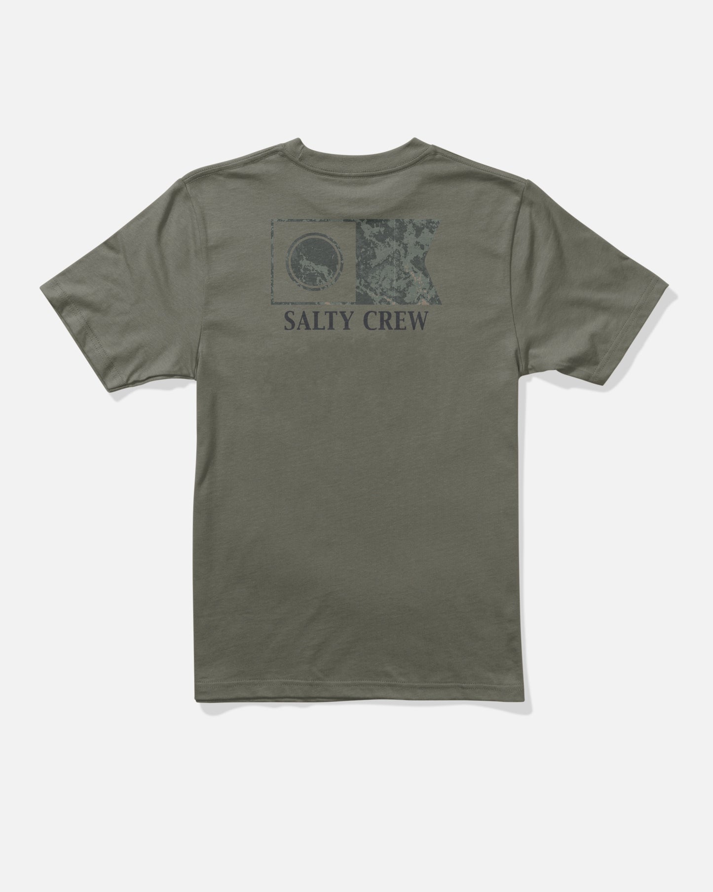 Back view of the Flagship Fill Boys Tee - Dusty Olive. 