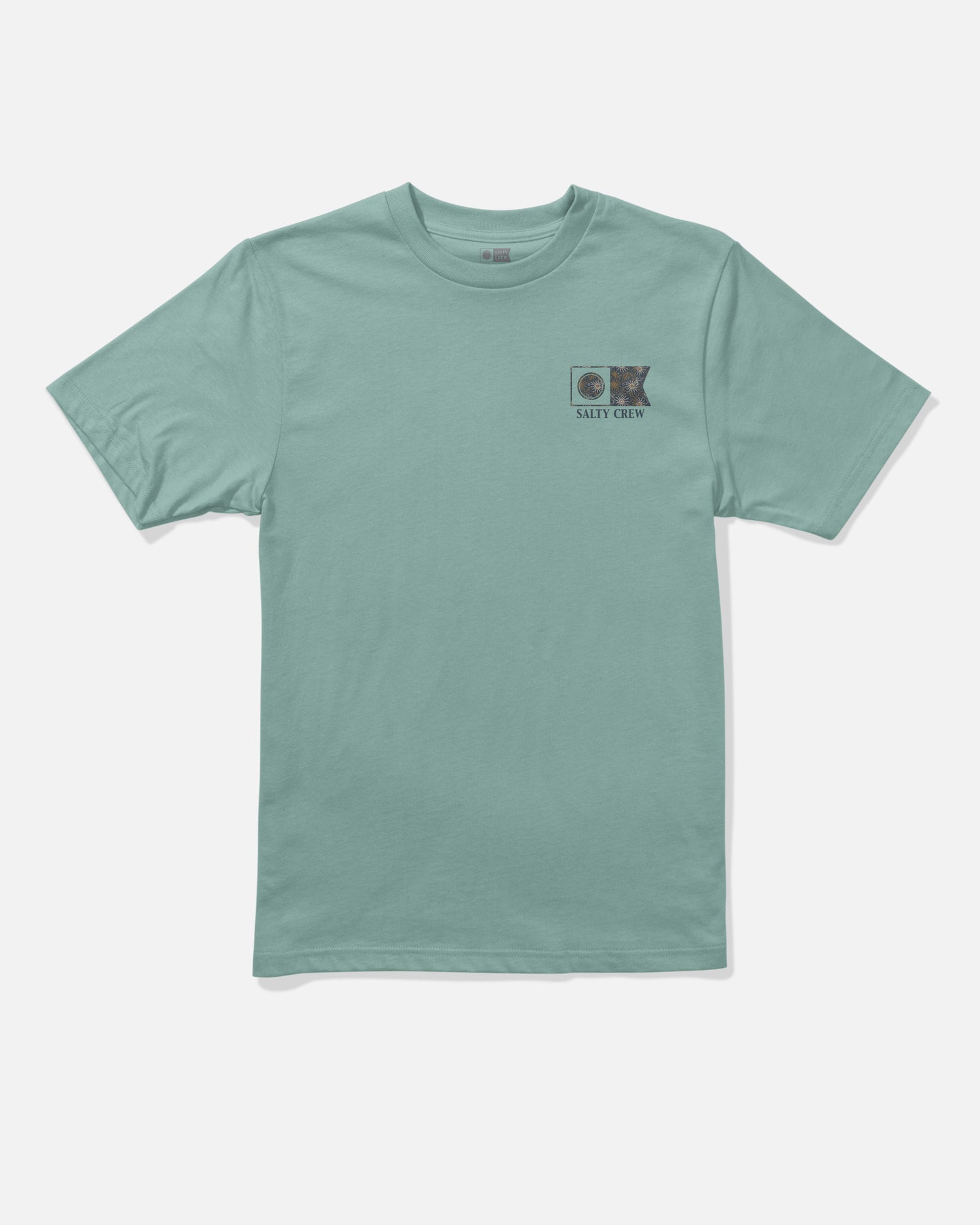 Front view of the Flagship Fill Boys Tee - Mackerel. 