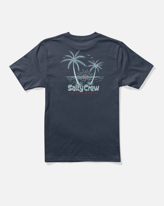 Back view of the Viewpoint Boys Tee - Navy. 
