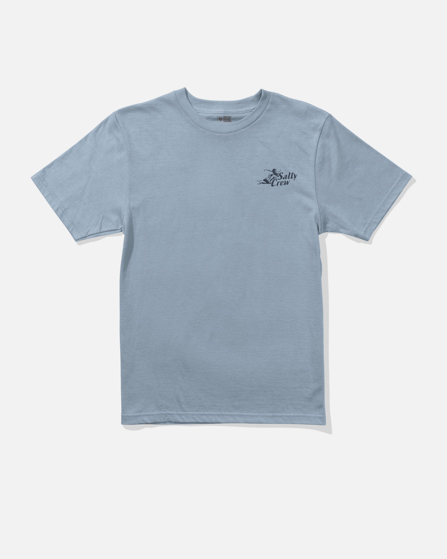 Front view of the Surf Camp Boys Tee - Blue Fog. 