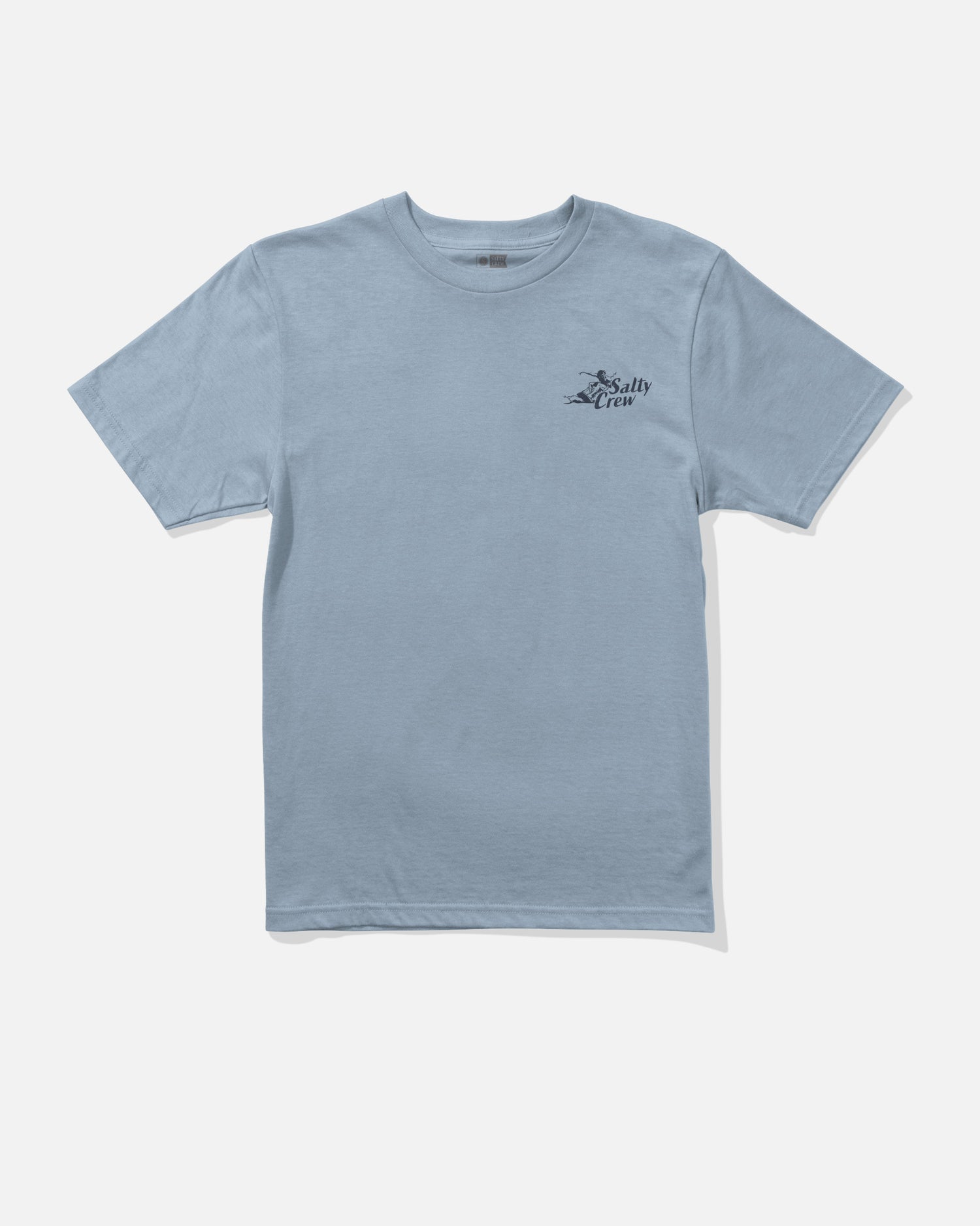 Front view of the Surf Camp Boys Tee - Blue Fog. 