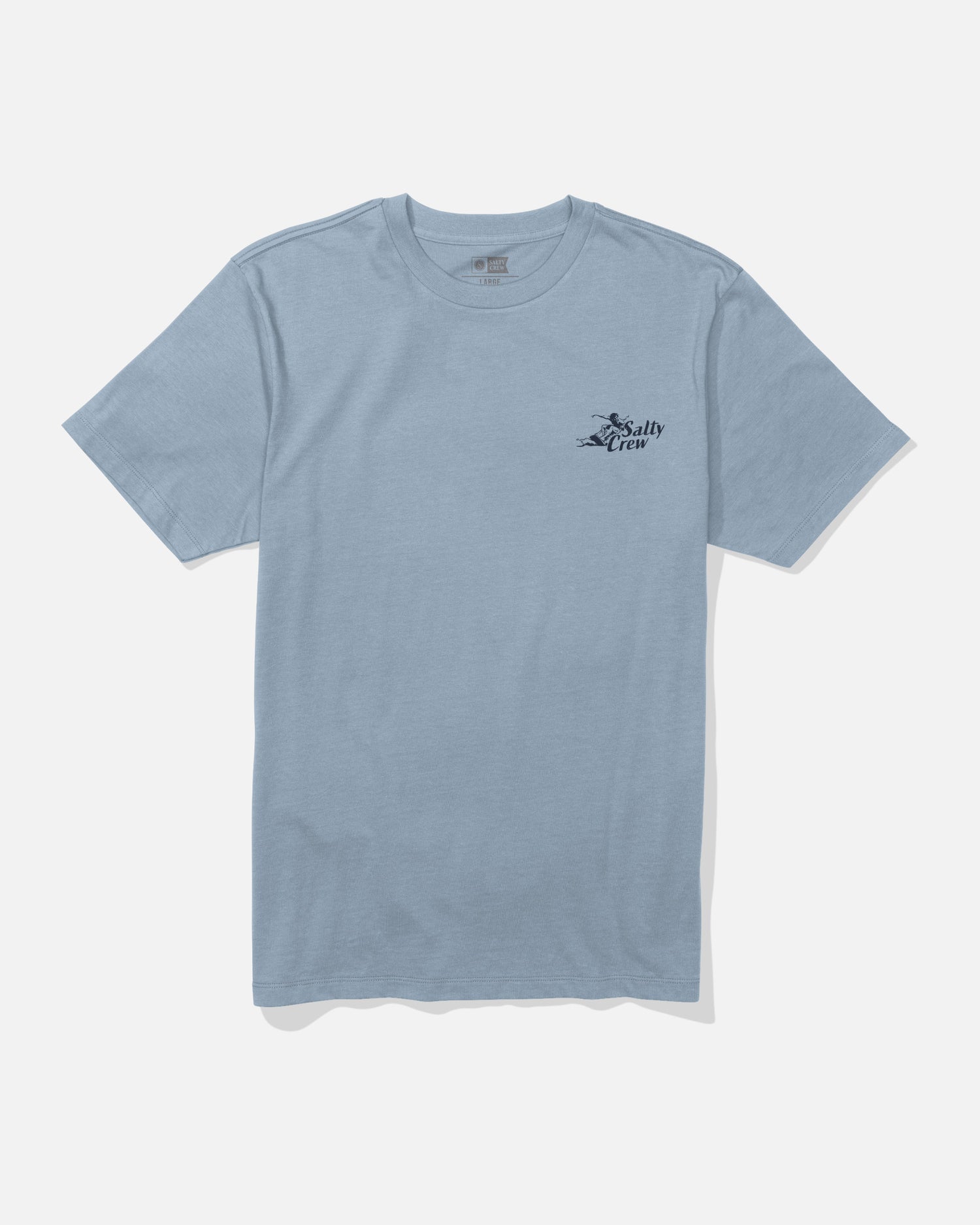 Front view of the Surf Camp Tee - Blue Fog. 