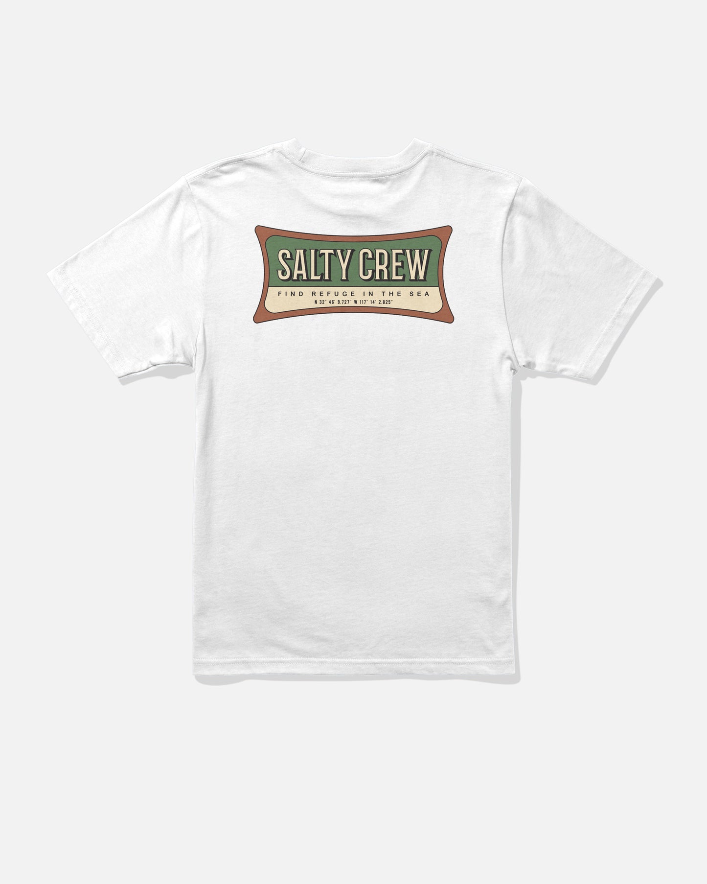 Back view of the Essential Boys Tee - White. 