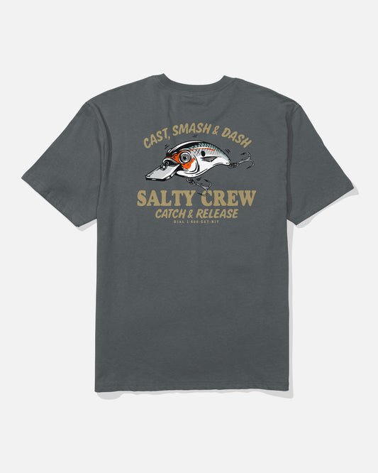 Back view of the Cast Life Classic Tee - Charcoal. 