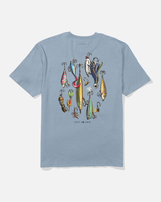 Back view of the Lure Gear Classic Tee - Blue Fog. 