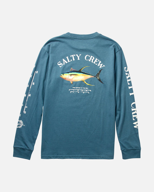 Back view of the Ahi Mount Boys Slate L/S Tee. 