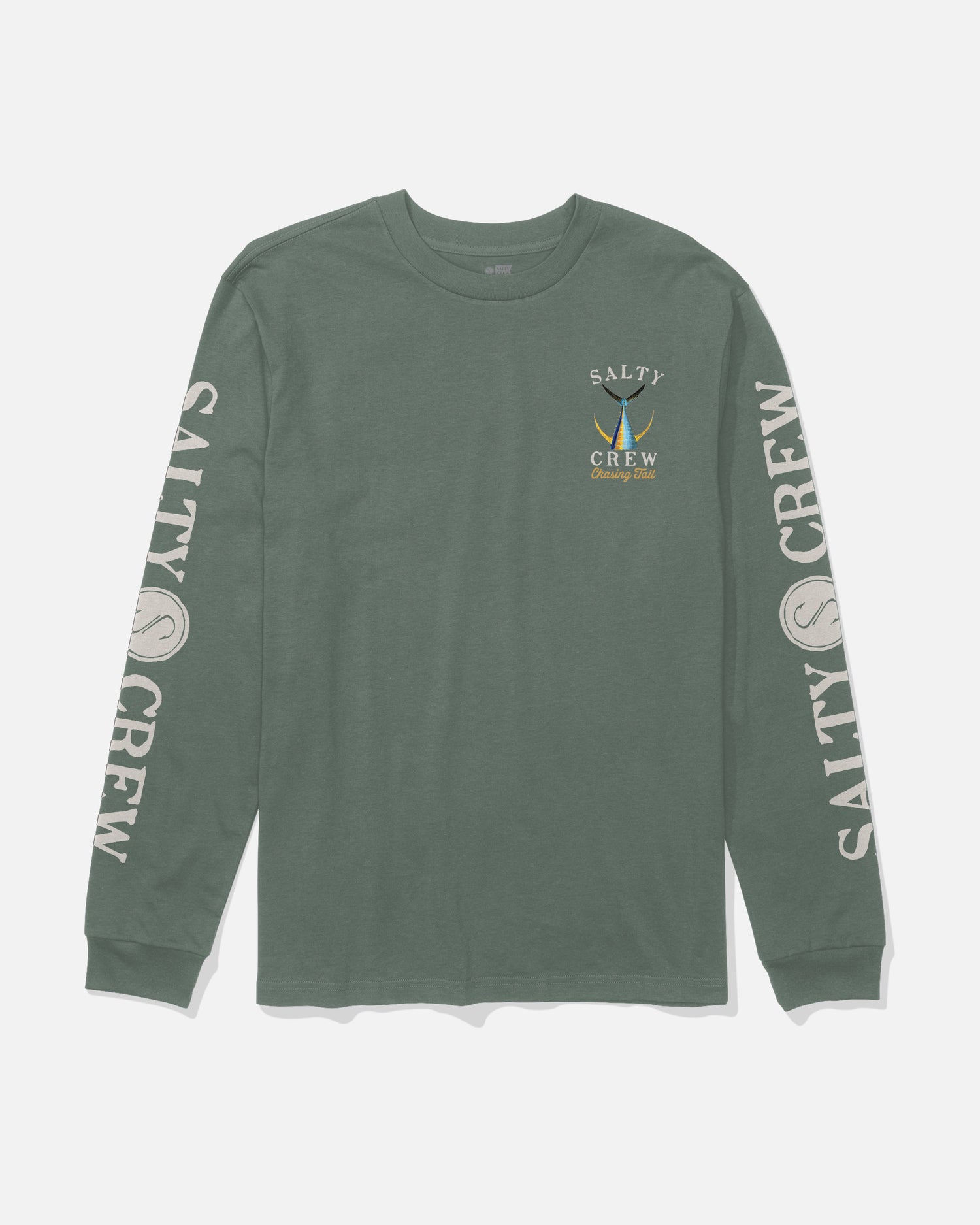 Front view of the Tailed Long Sleeve Tee - Laurel Wreath. 