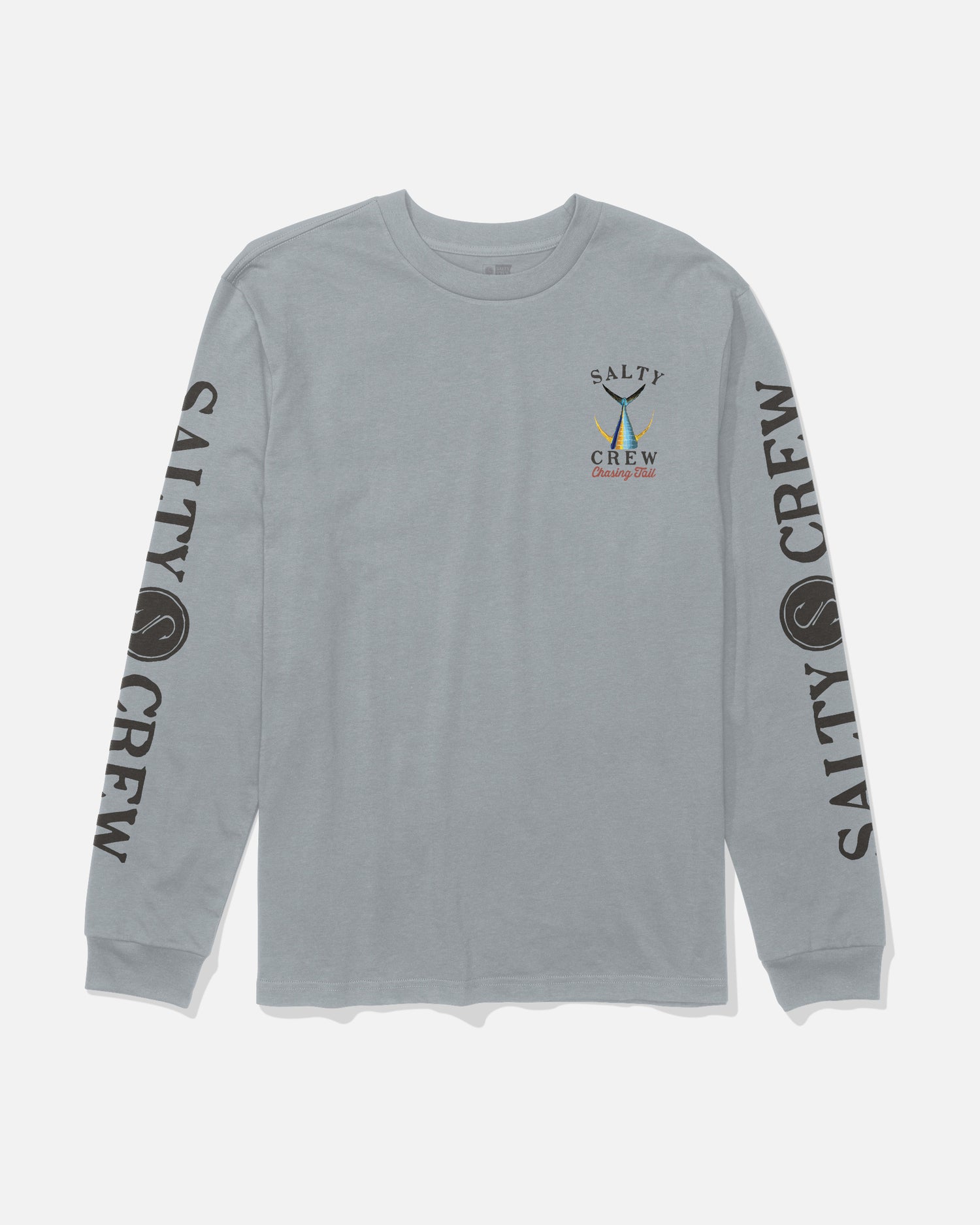 Front view of the Tailed Long Sleeve Tee - Quarry. 