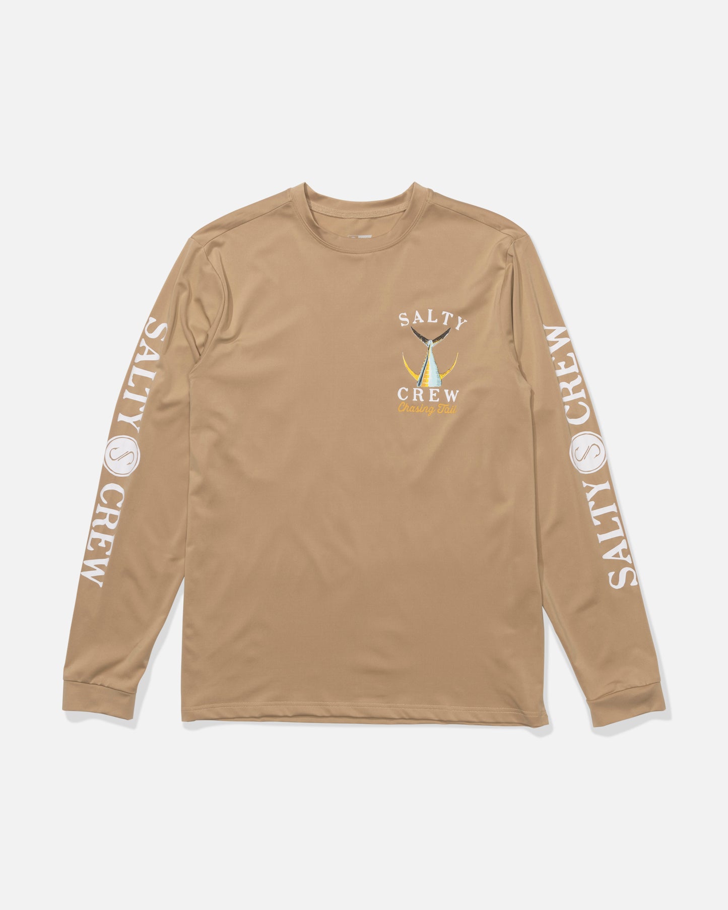 Front view of the Tailed Long Sleeve Sunshirt - Khaki. 