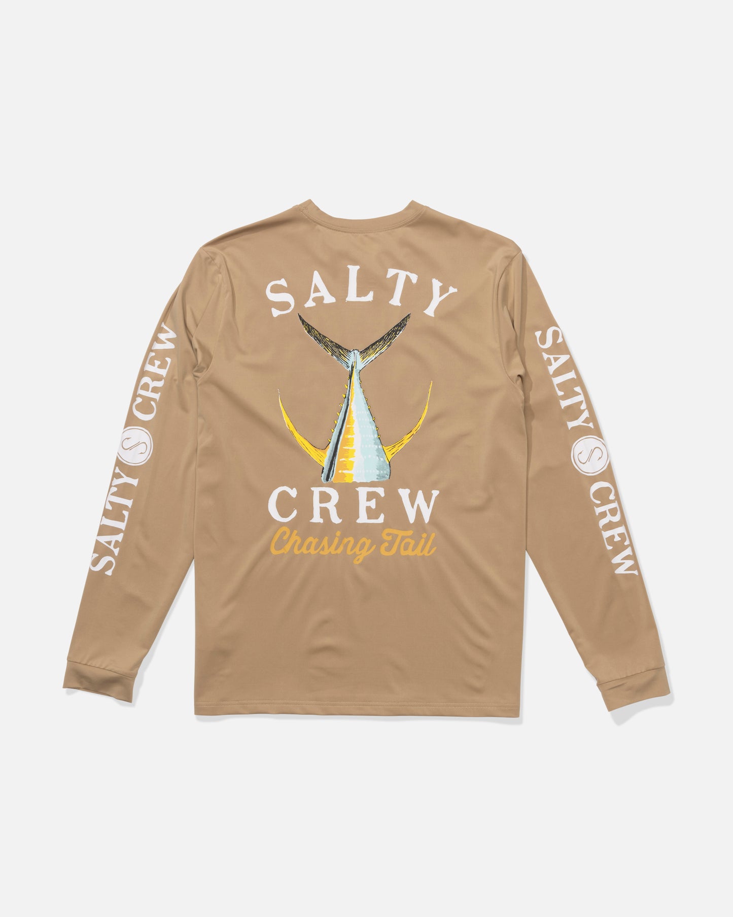 Back view of the Tailed Long Sleeve Sunshirt - Khaki. 