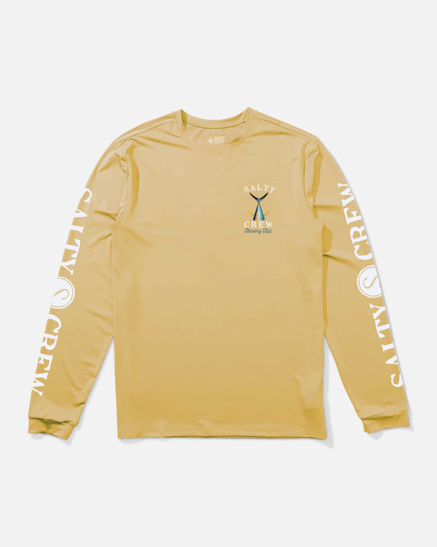 Front view of the Tailed Long Sleeve Sunshirt - Saffron. 