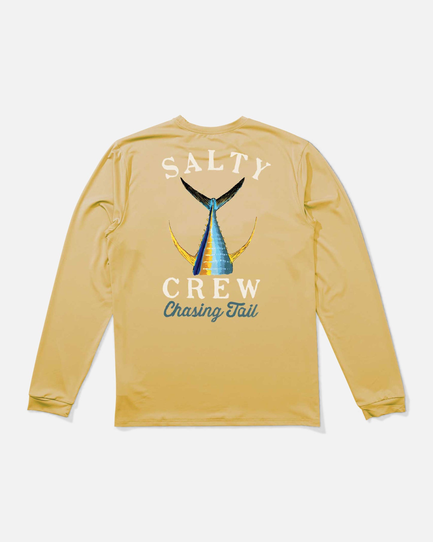 Back view of the Tailed Long Sleeve Sunshirt - Saffron. 