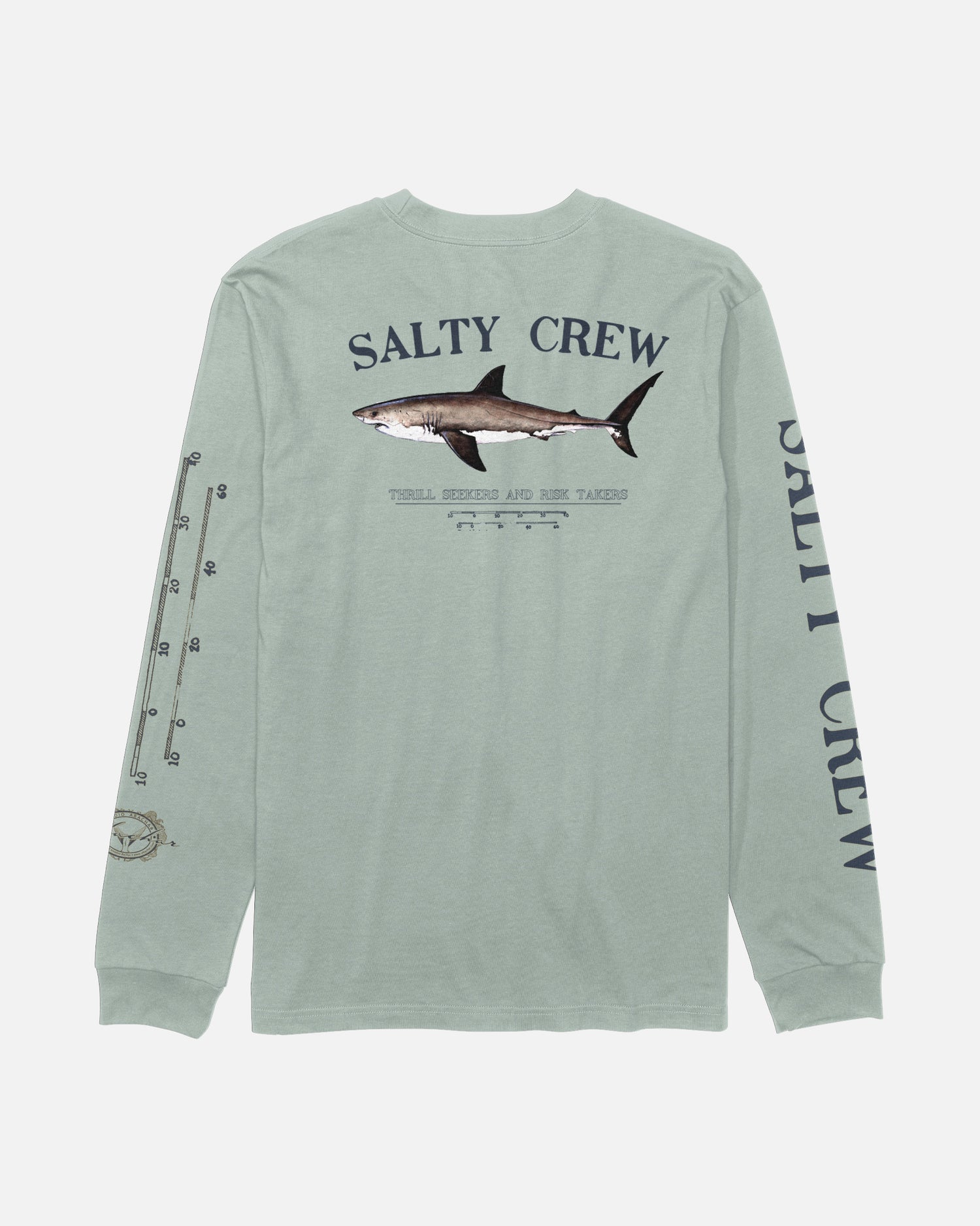Back view of the Bruce Boys Long Sleeve Tee - Aqua Grey. 