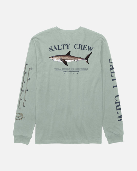Back view of the Bruce Boys Long Sleeve Tee - Aqua Grey. 