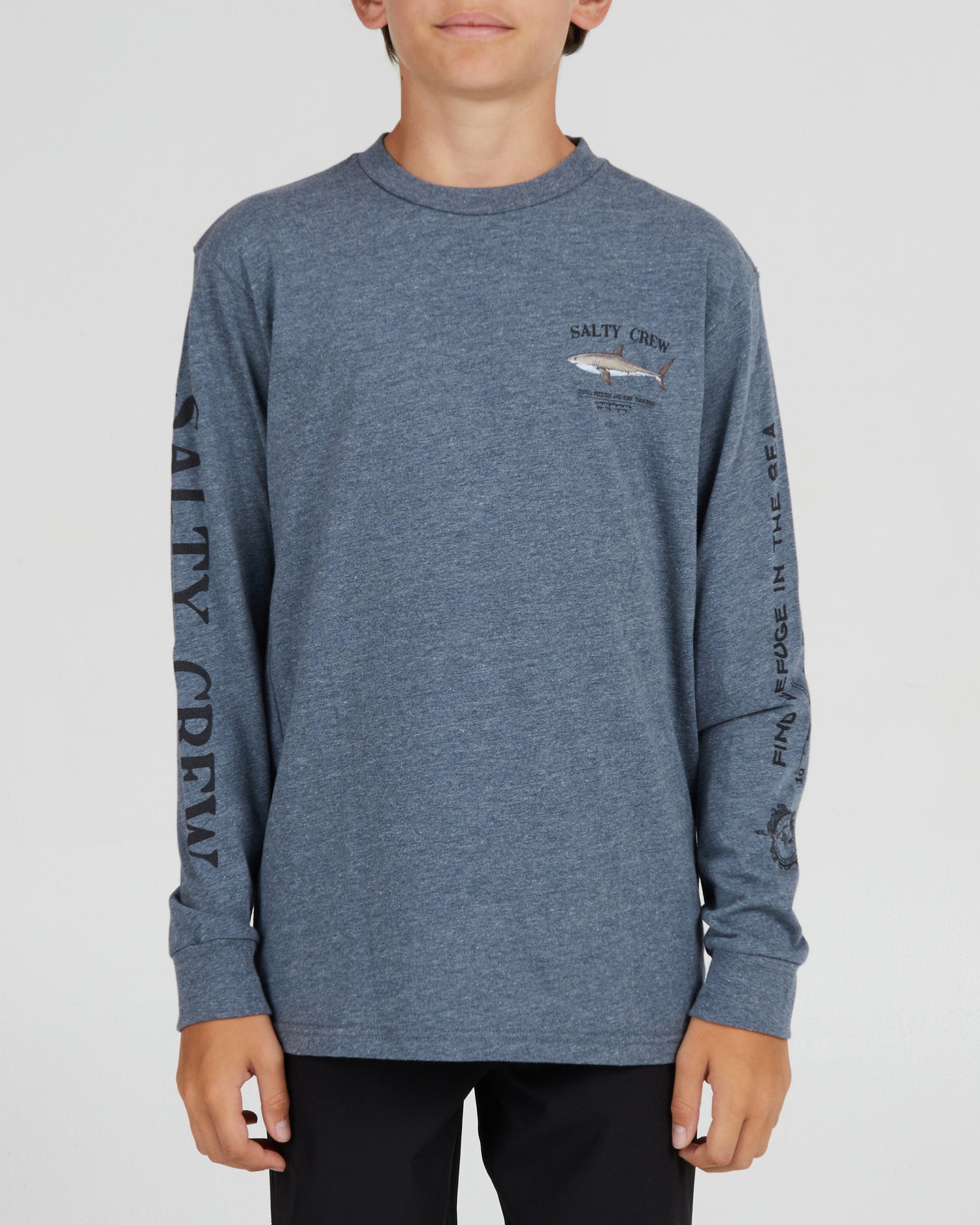 front view of Bruce Boys Athletic Heather L/S Tee
