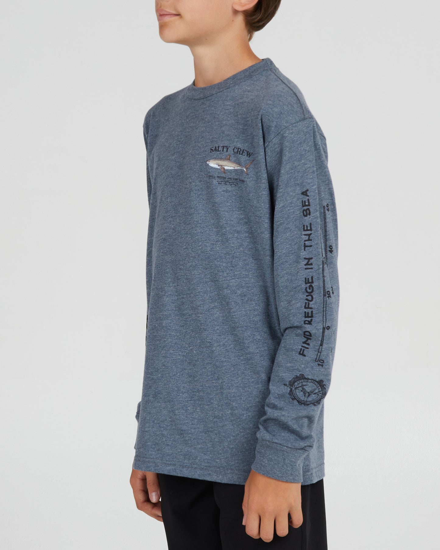 front angled Bruce Boys Athletic Heather L/S Tee