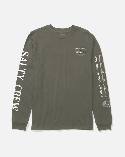 Front view of the Bruce Boys Long Sleeve Tee - Dusty Olive. 