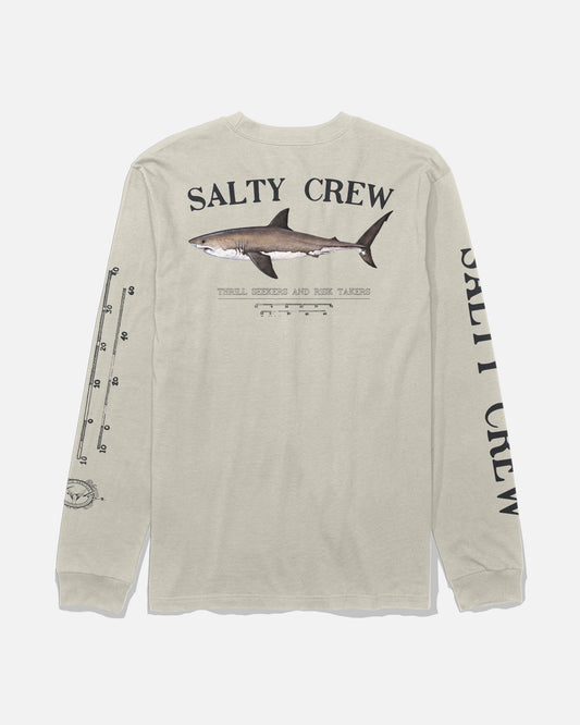 Back view of the Bruce Classic Long Sleeve Tee - Bone. 