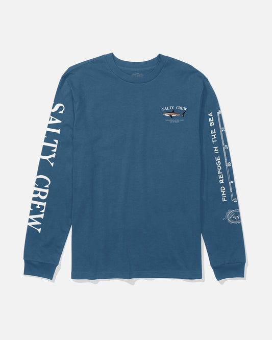 Front view of the Bruce Long Sleeve Tee - Cast Blue. 