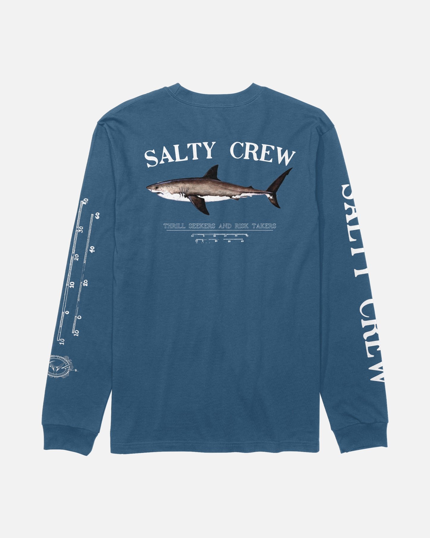 Back view of the Bruce Long Sleeve Tee - Cast Blue. 