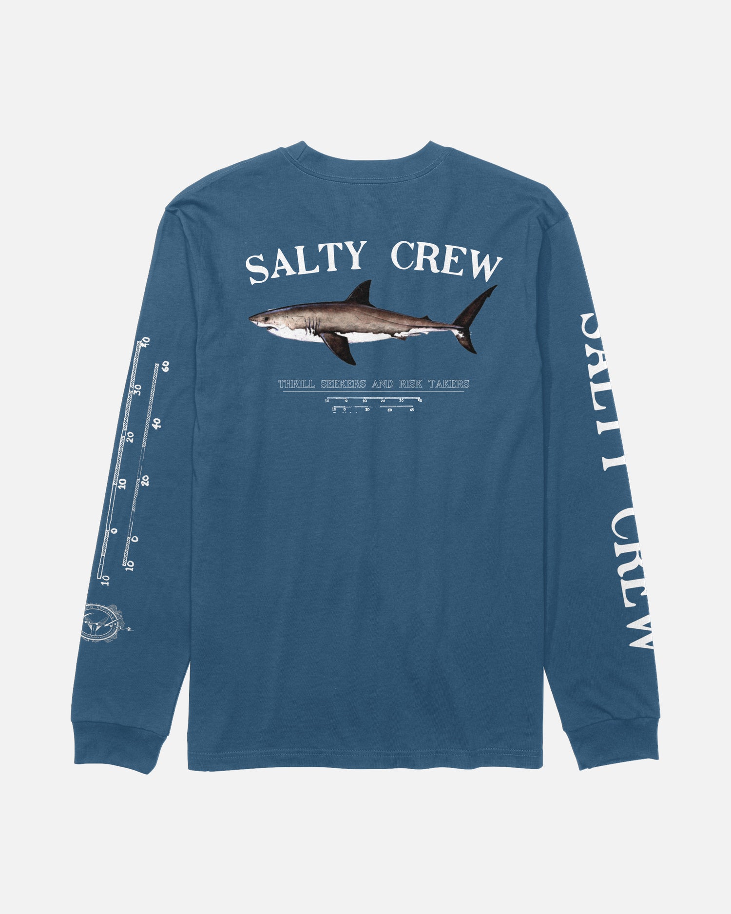 Back view of the Bruce Long Sleeve Tee - Cast Blue. 