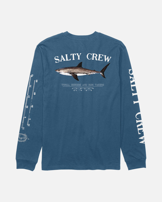 Back view of the Bruce Long Sleeve Tee - Cast Blue. 