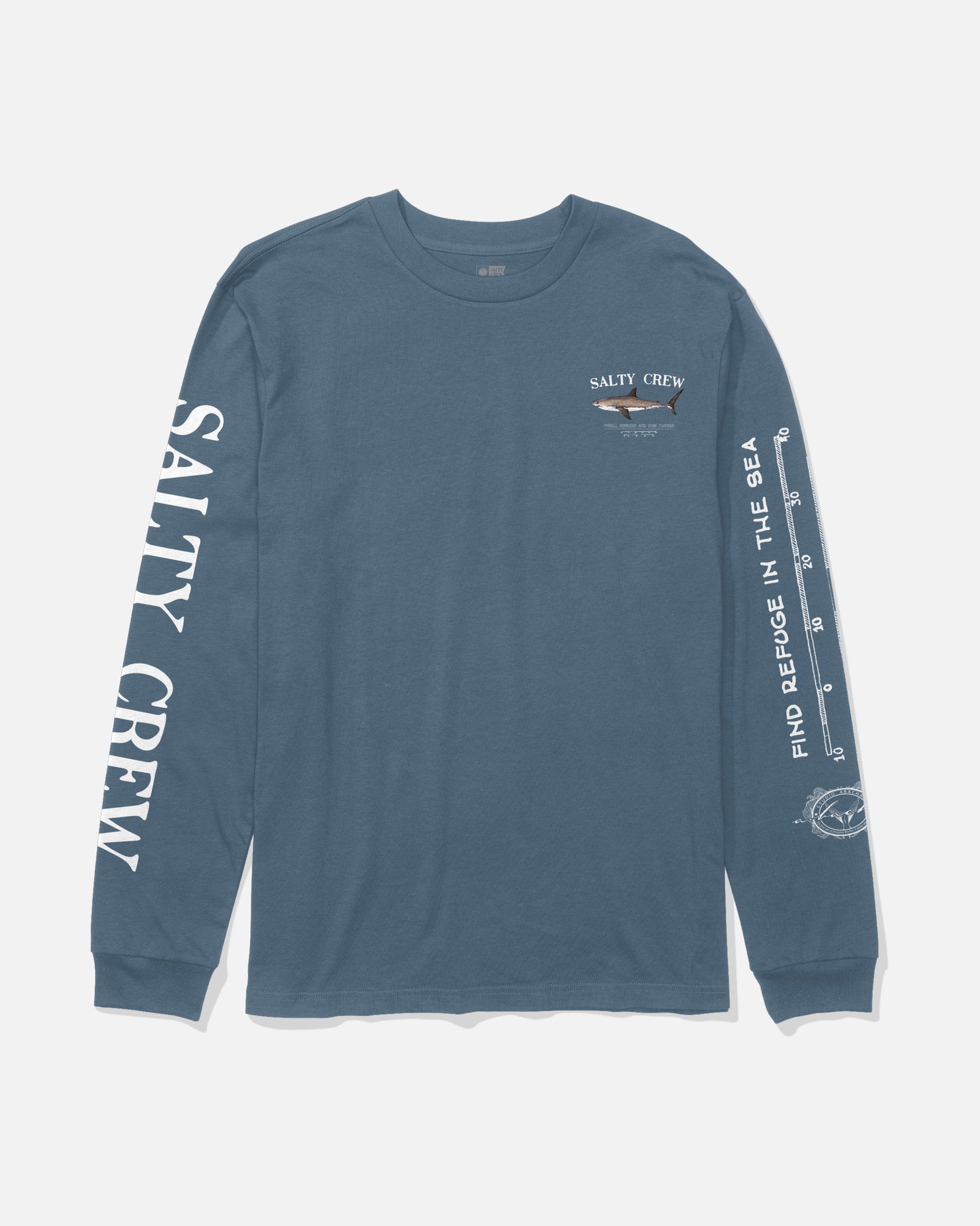Front view of the Bruce Long Sleeve Tee - Slate. 