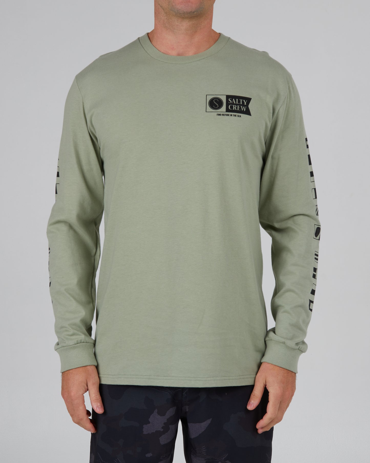 front view of Alpha Dusty Sage L/S Premium Tee