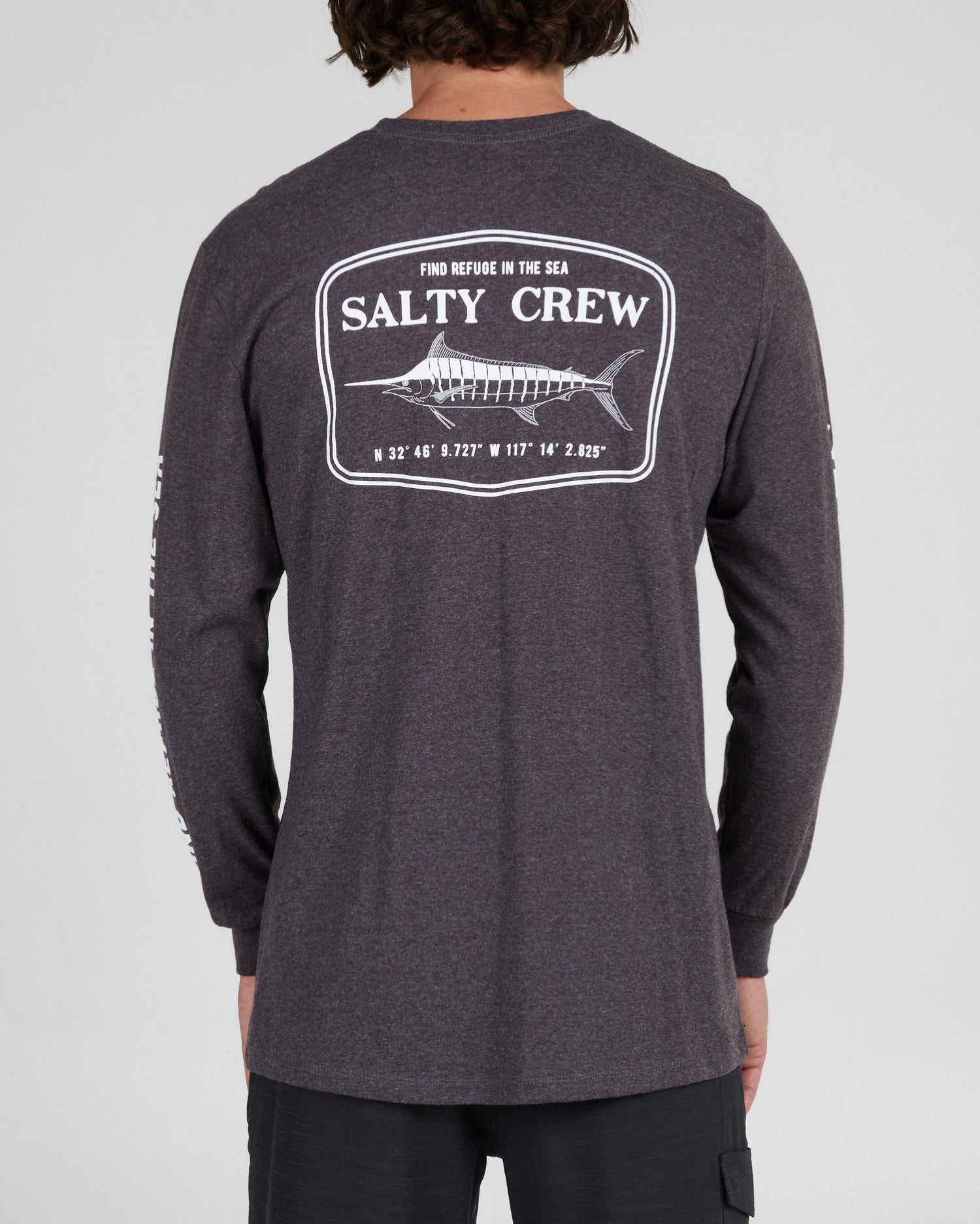 back view of Stealth Charcoal Heather L/S Standard Tee