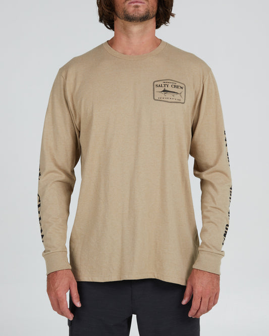 front view of Stealth Khaki Heather L/S Standard Tee