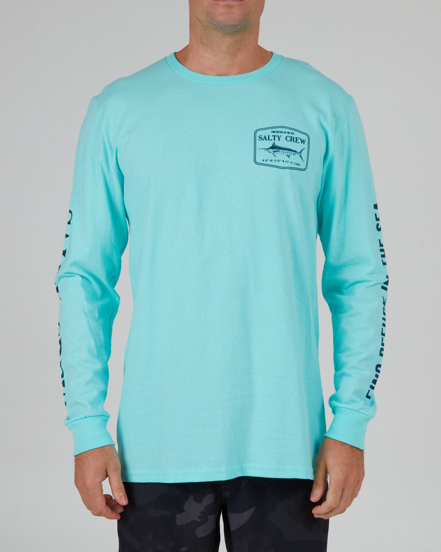 front view of Stealth Sea Foam L/S Standard Tee