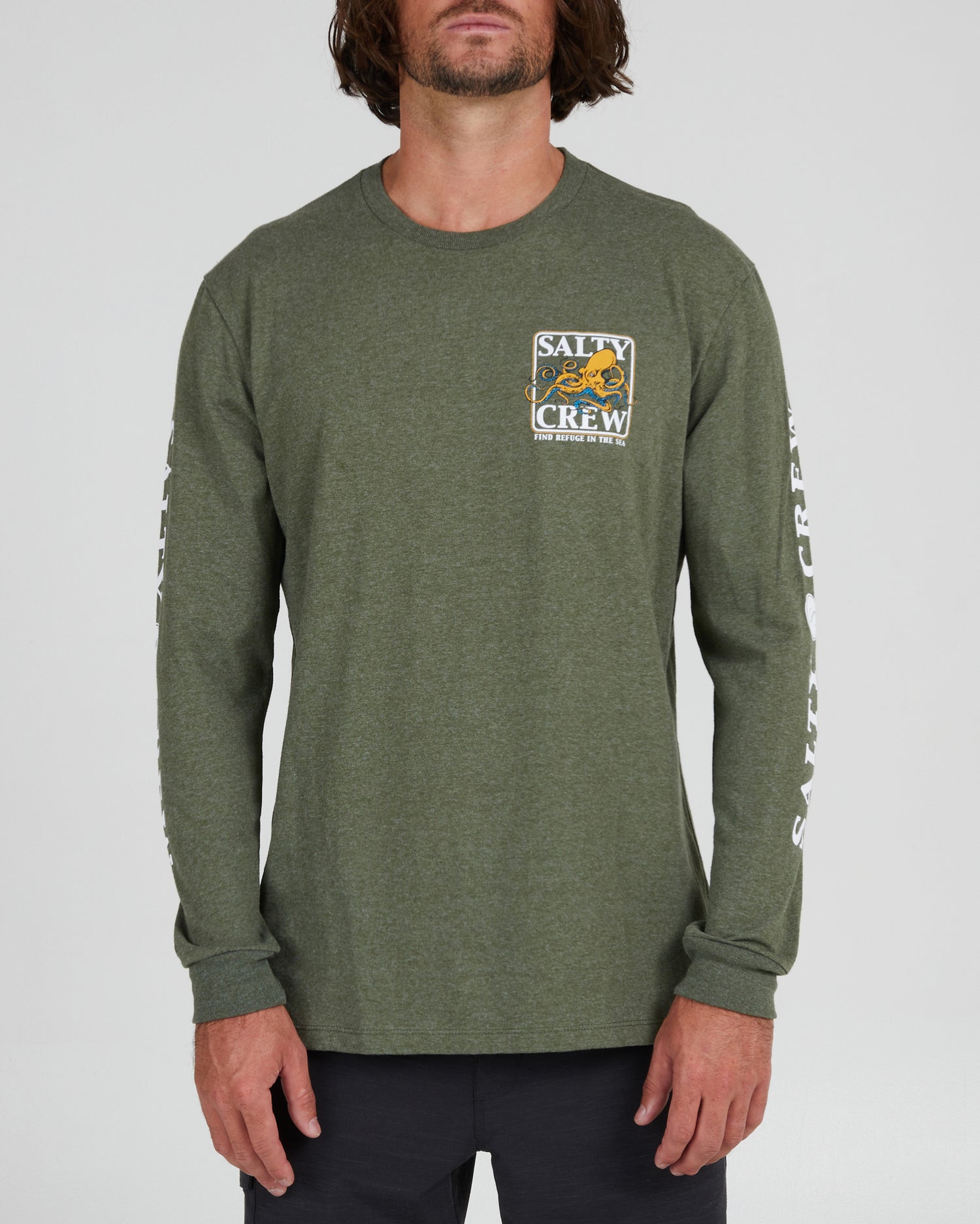 front view of Ink Slinger Forest Heather L/S Standard Tee