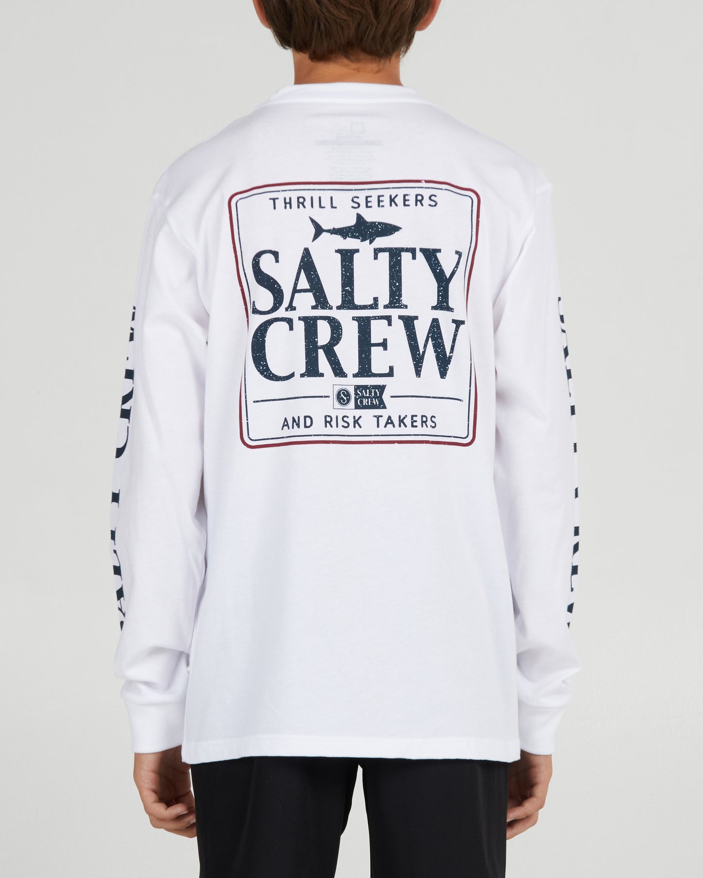 On body back of the Coaster Boys White L/S Tee