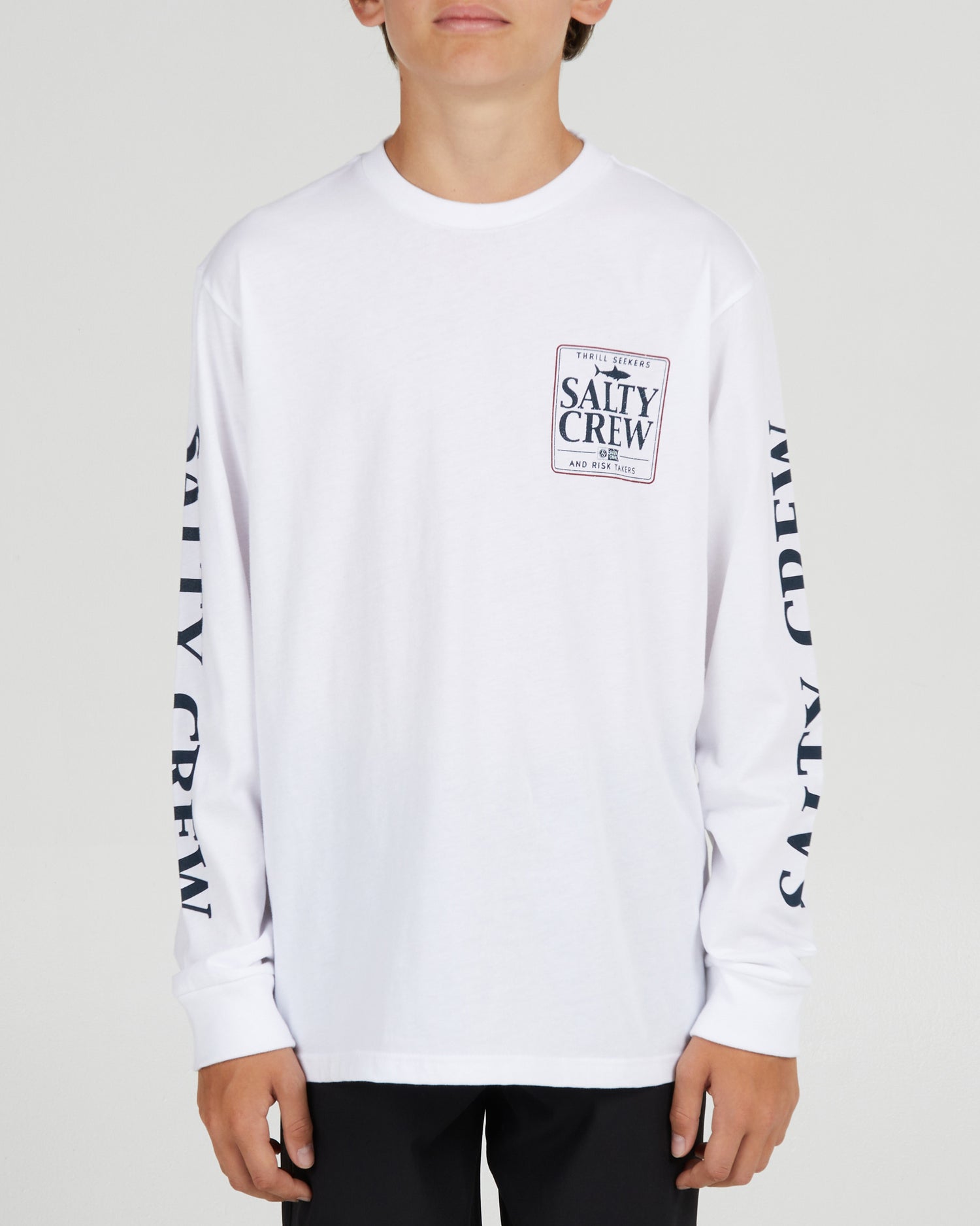 On body front of the Coaster Boys White L/S Tee