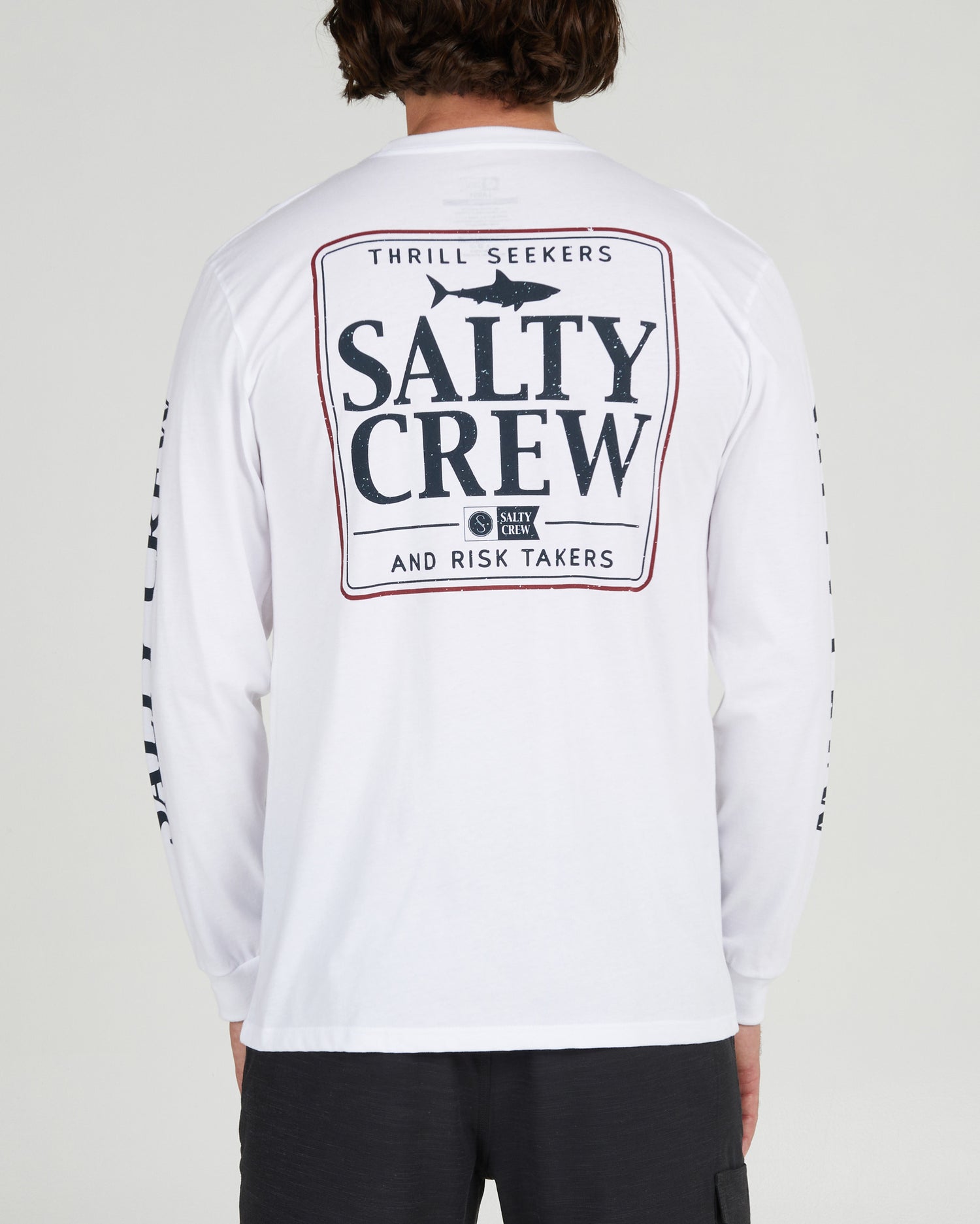 On body back of the Coaster White L/S Premium Tee
