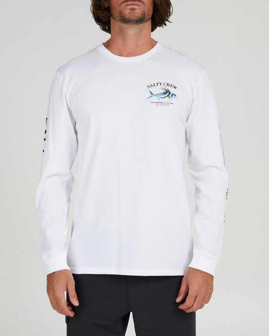 front view of Rooster White L/S Premium Tee