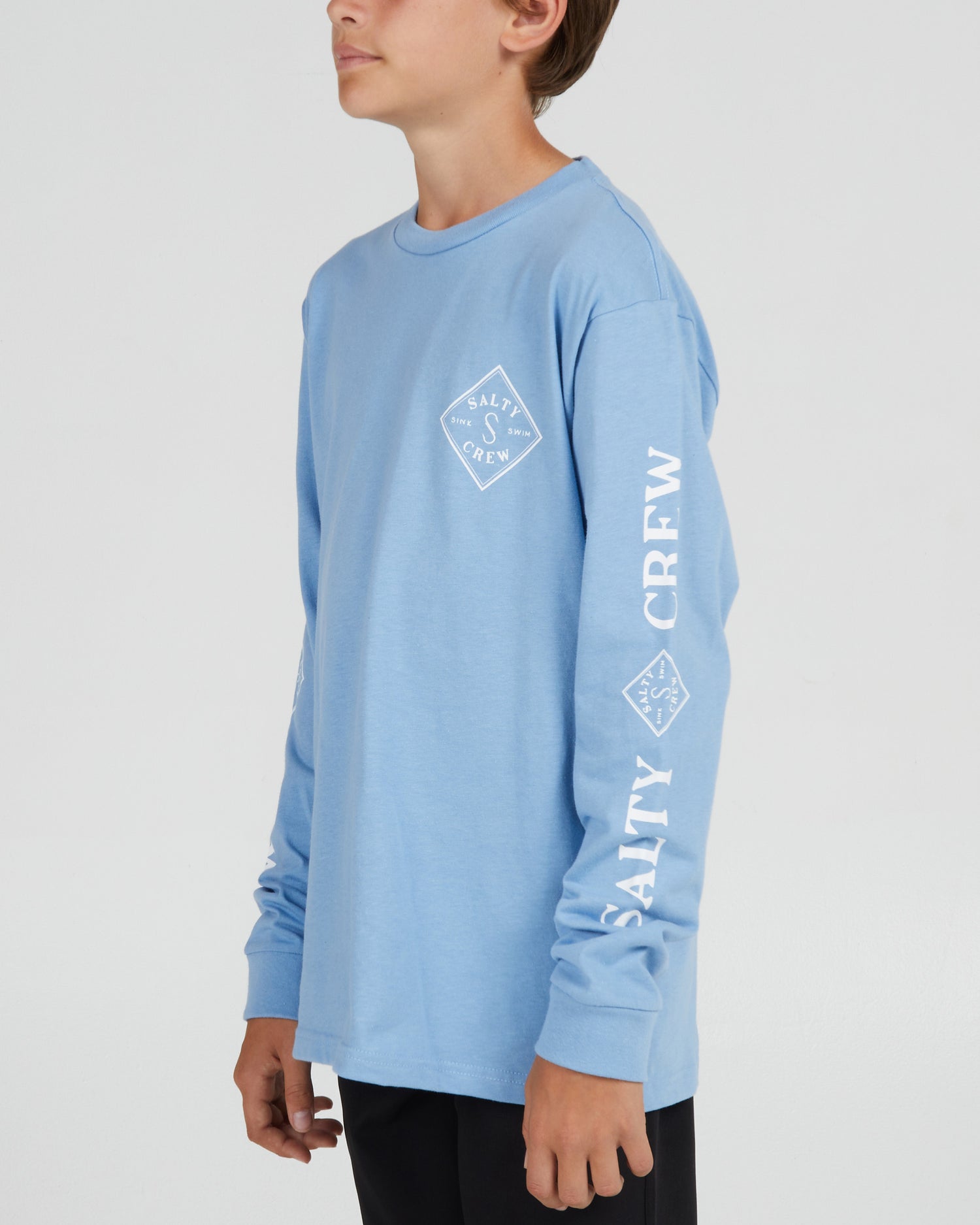 front angled Tippet Boys Marine Blue L/S Tee