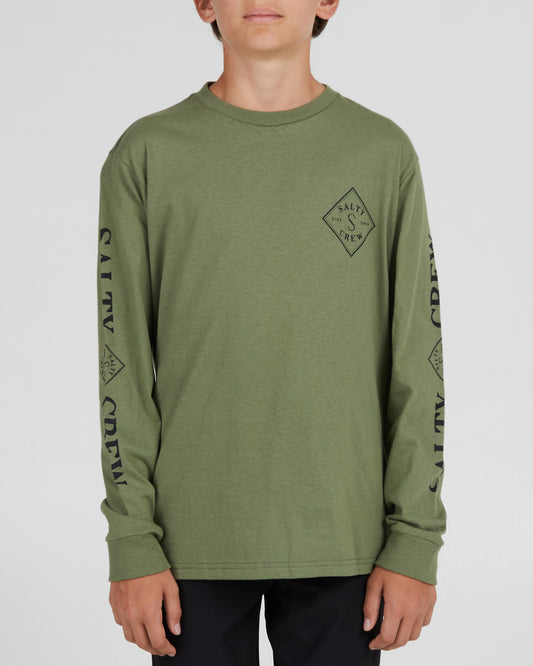 front view of Tippet Boys Sage Green L/S Tee