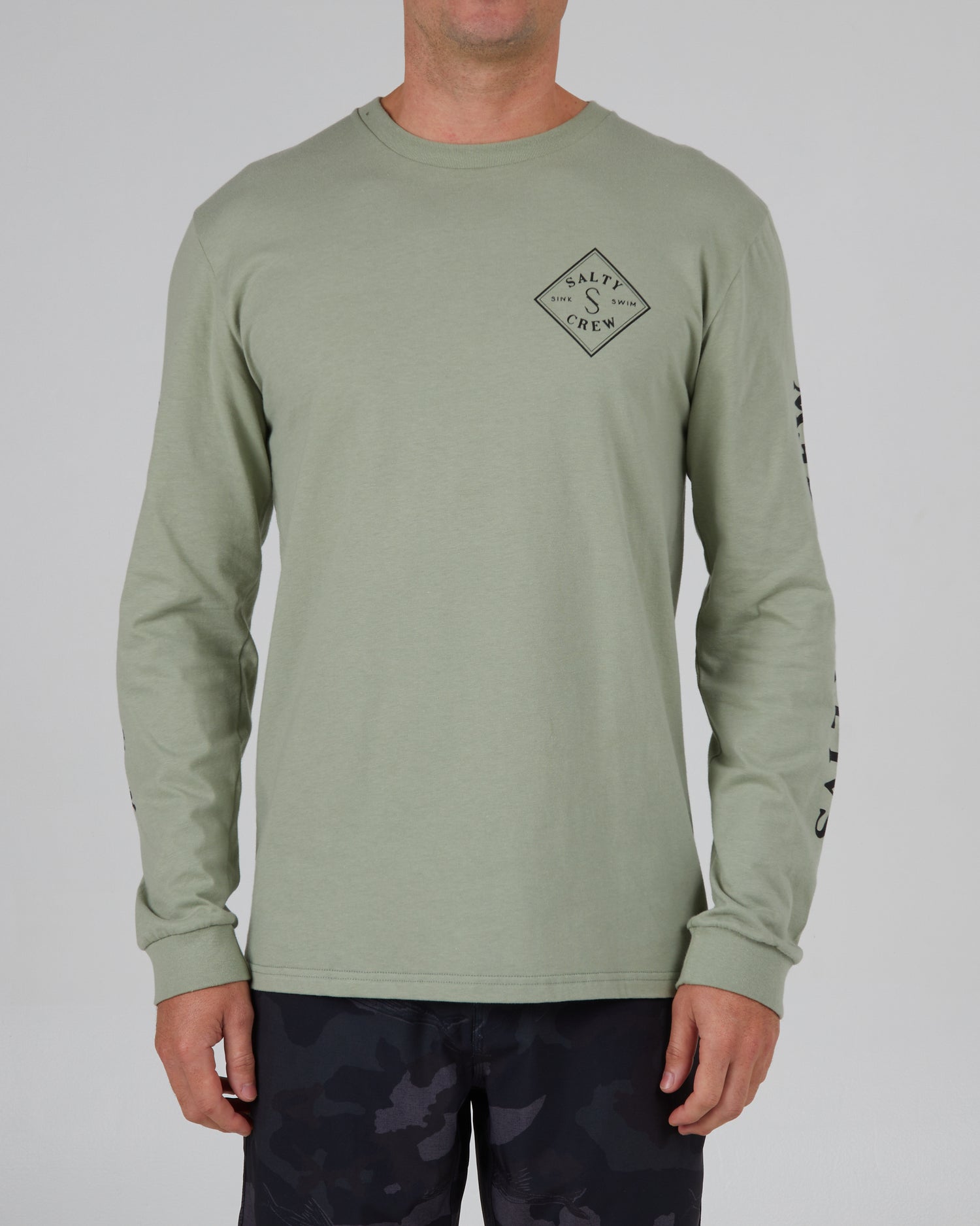 front view of Tippet Dusty Sage L/S Premium Tee