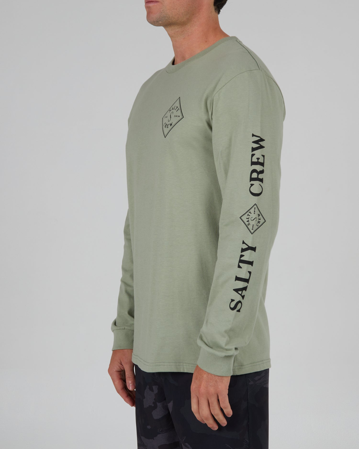front angled Tippet Dusty Sage L/S Premium Tee