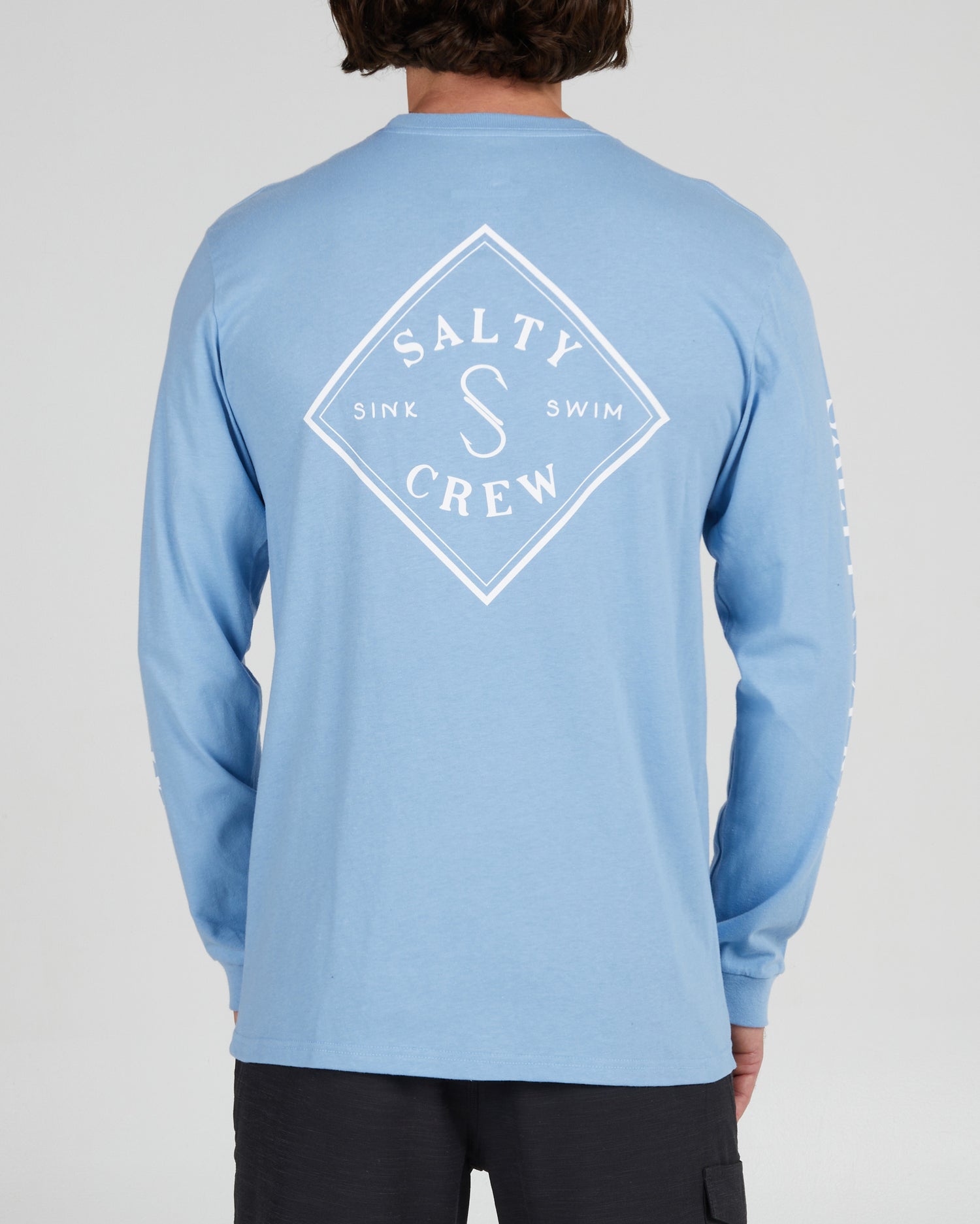 On body back of the Tippet Marine Blue L/S Premium Tee