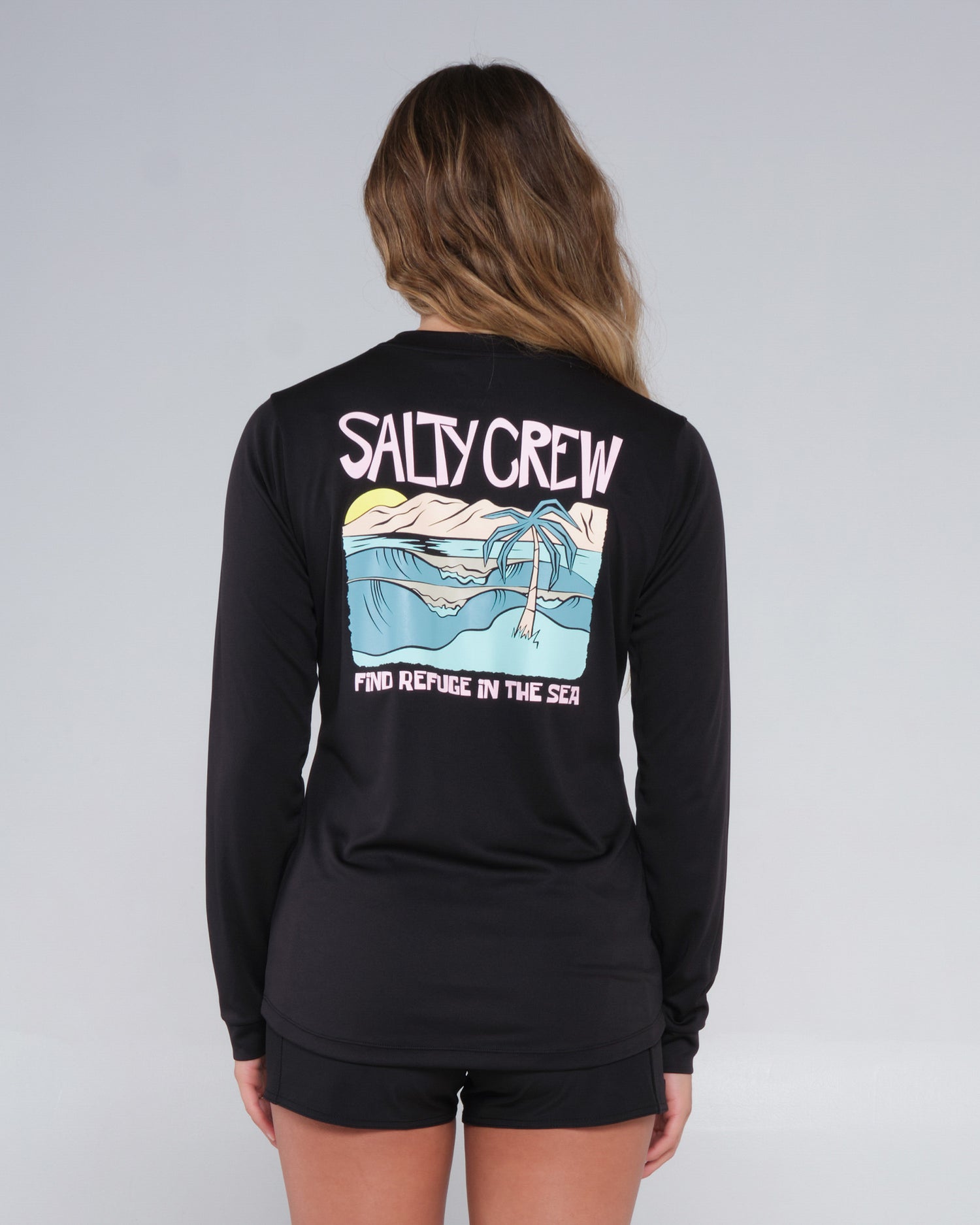 back view of Postcard Black L/S Sunshirt