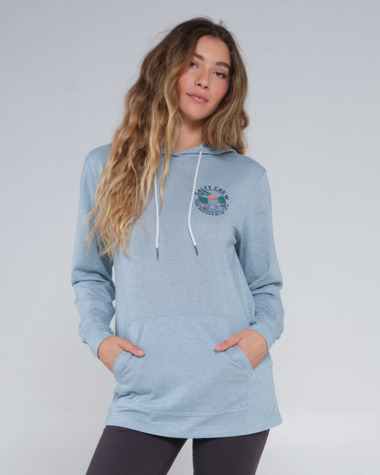 front view of Beach Break Tidal Blue Mid Weight Hoody