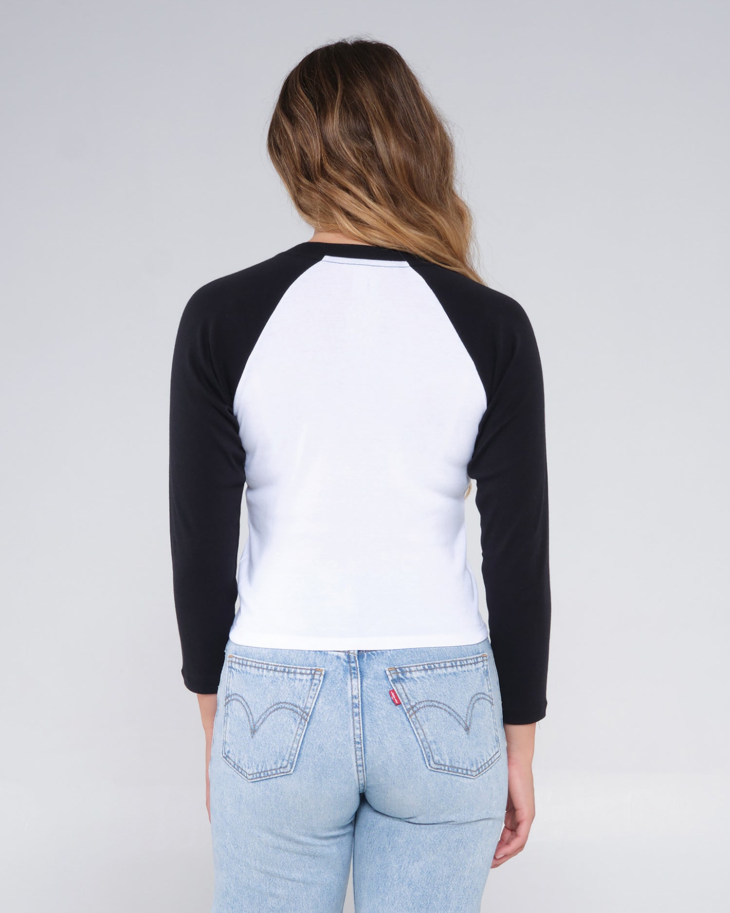 back view of Alpha Black L/S Raglan