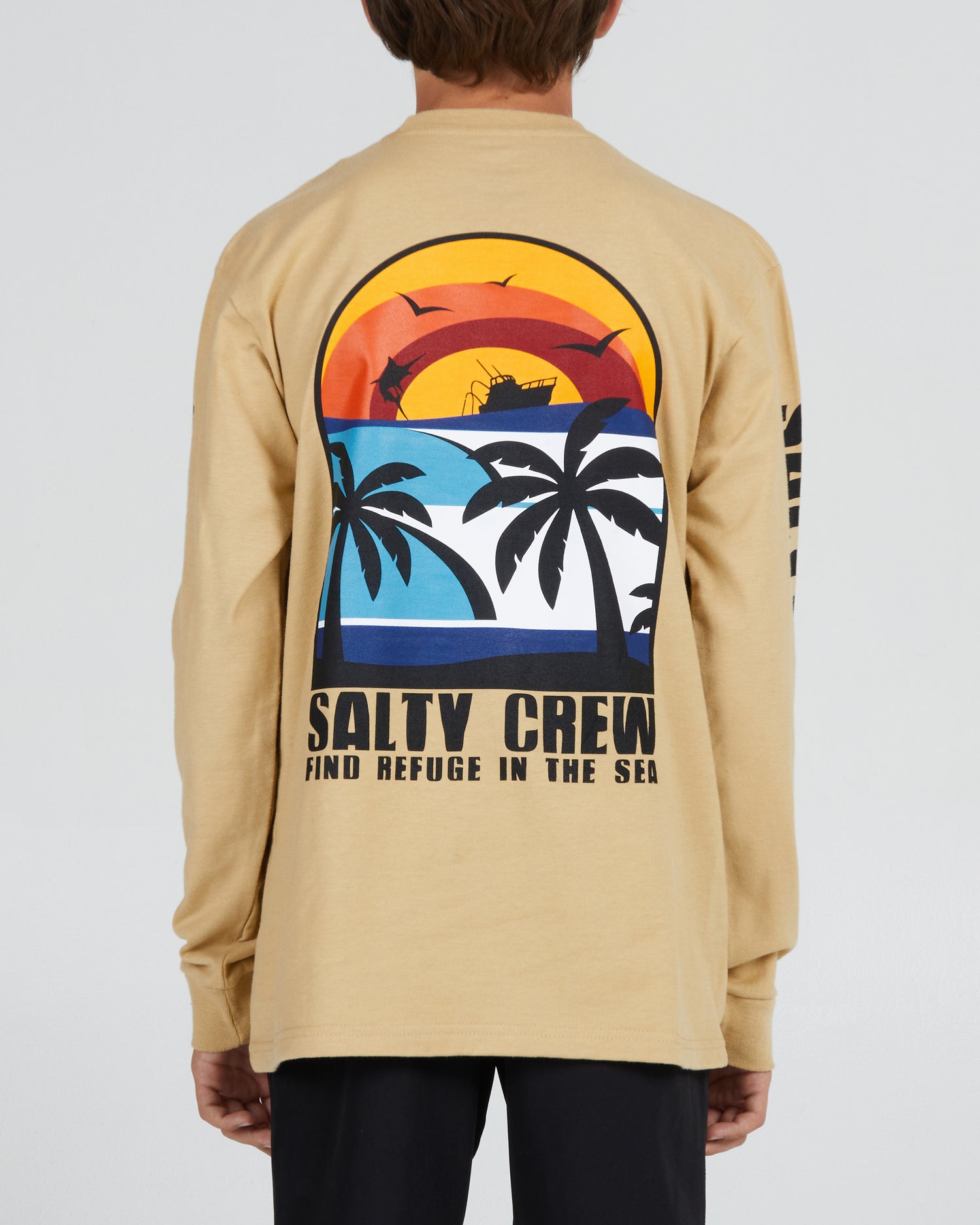 back view of Beach Day Boys Camel L/S Tee