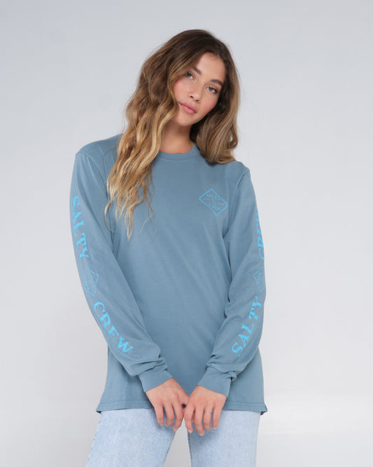 front view of Tippet Atlantic Green L/S Boyfriend Tee
