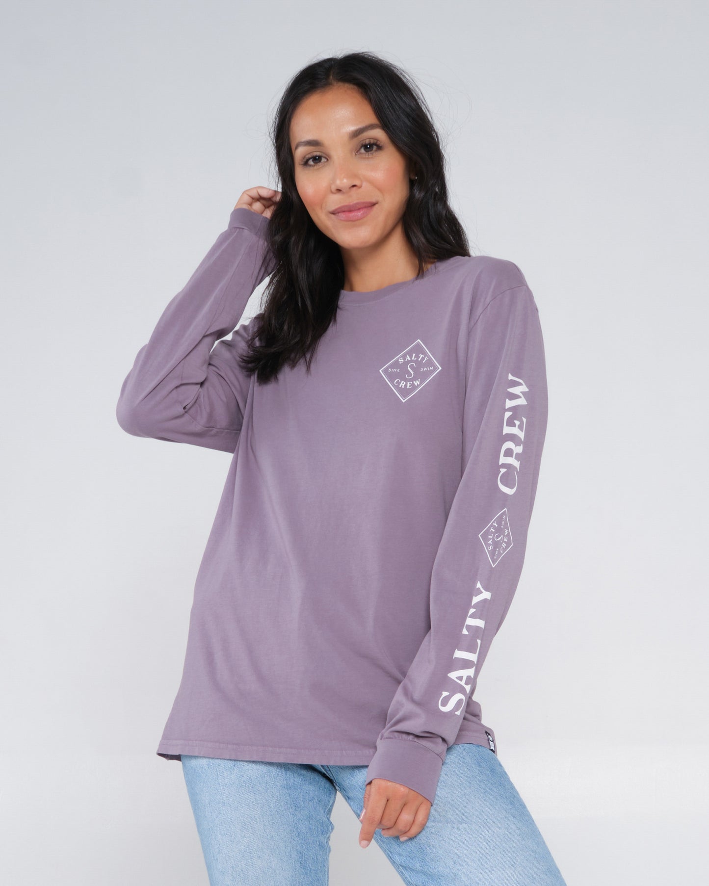 alternate front angle of Tippet Lavender Stone L/S Boyfriend Tee
