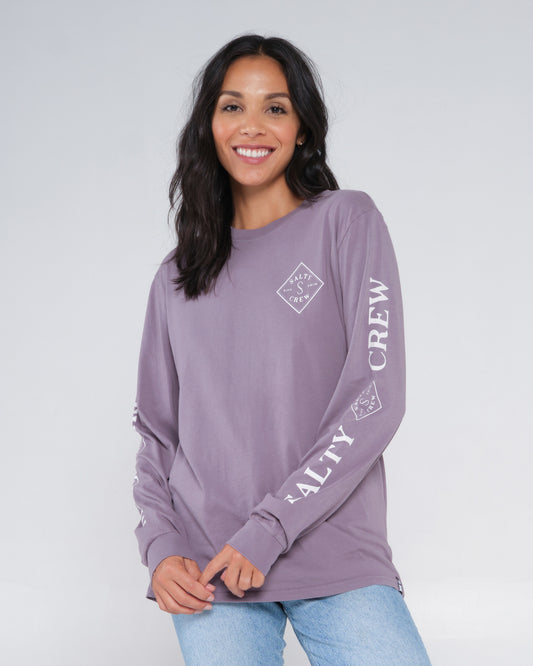 front view of Tippet Lavender Stone L/S Boyfriend Tee