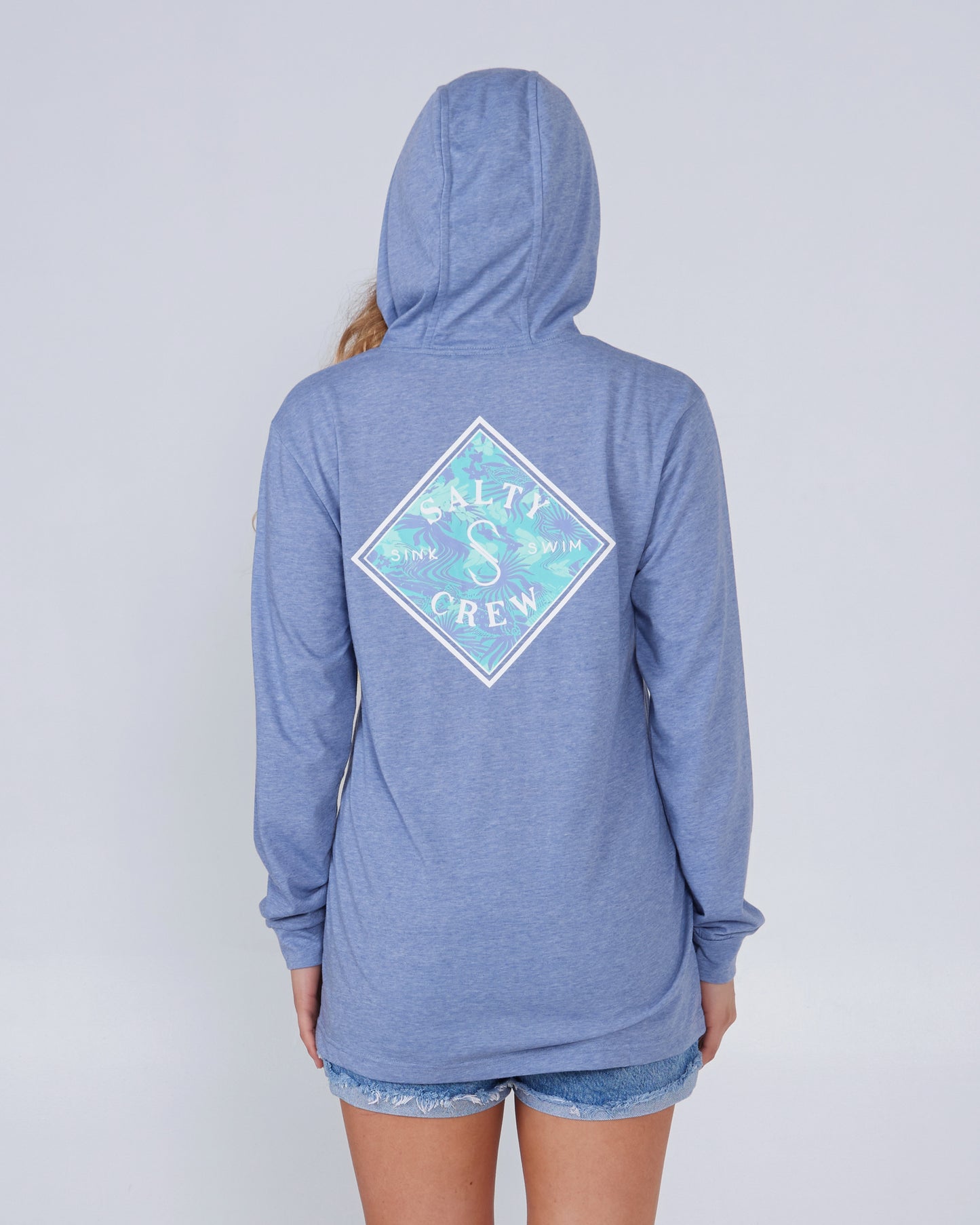 back view of Tippet Fill Blue Dusk Mid Weight Hoody