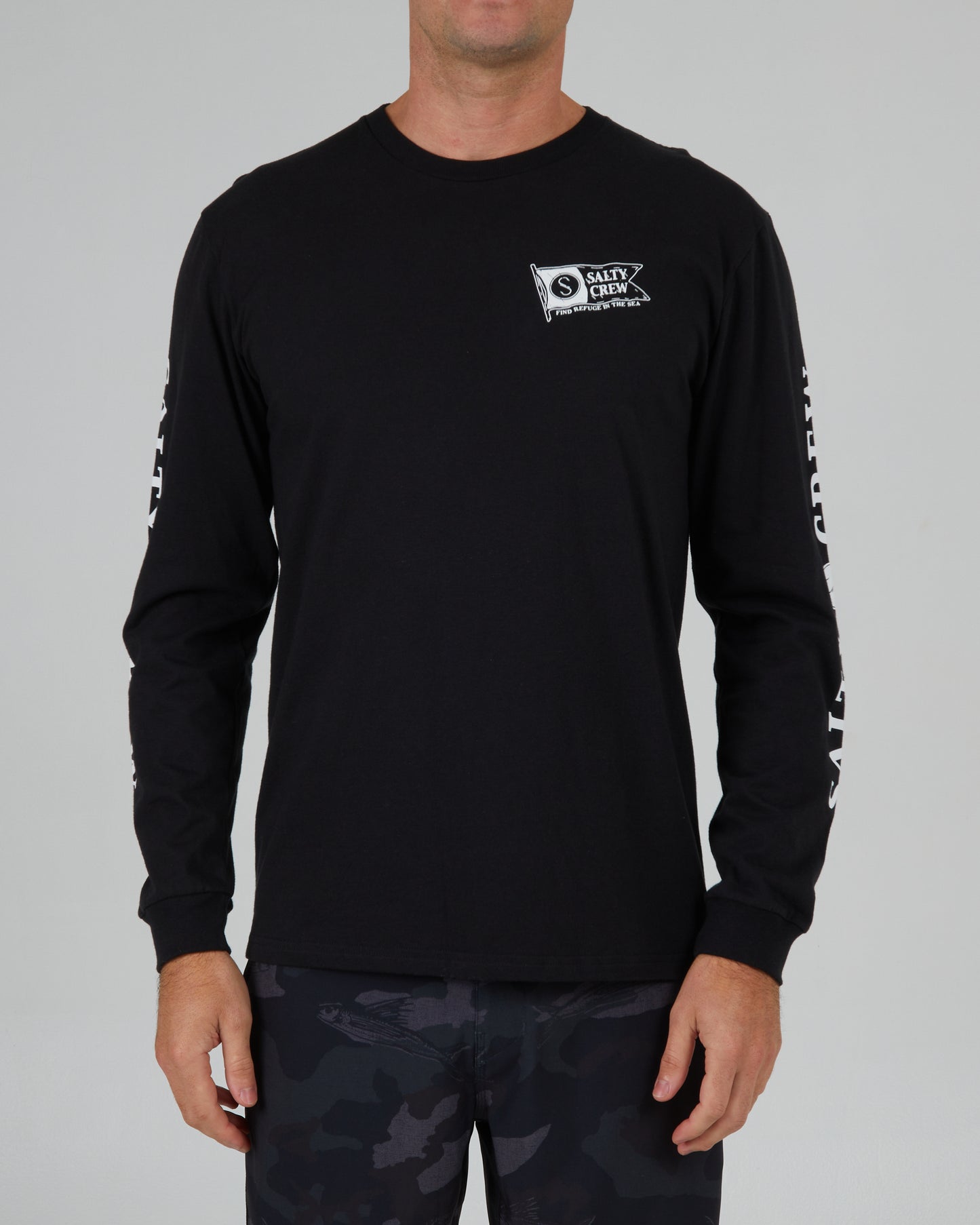 front view of Pennant Black L/S Premium Tee